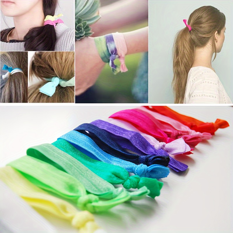 Wholesale Custom Brand Name Logo Printed Knotted Elastic Hair Tie for Girls Hair Accessories