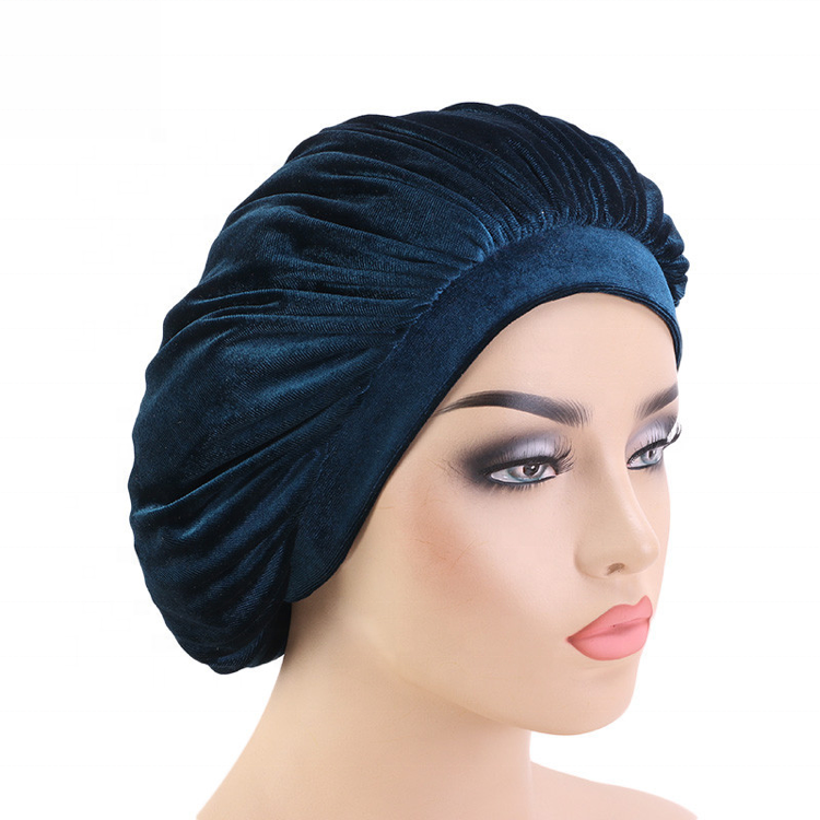 Low MOQ Wholesale Price Private Label Customized Velvet Hair Bonnets