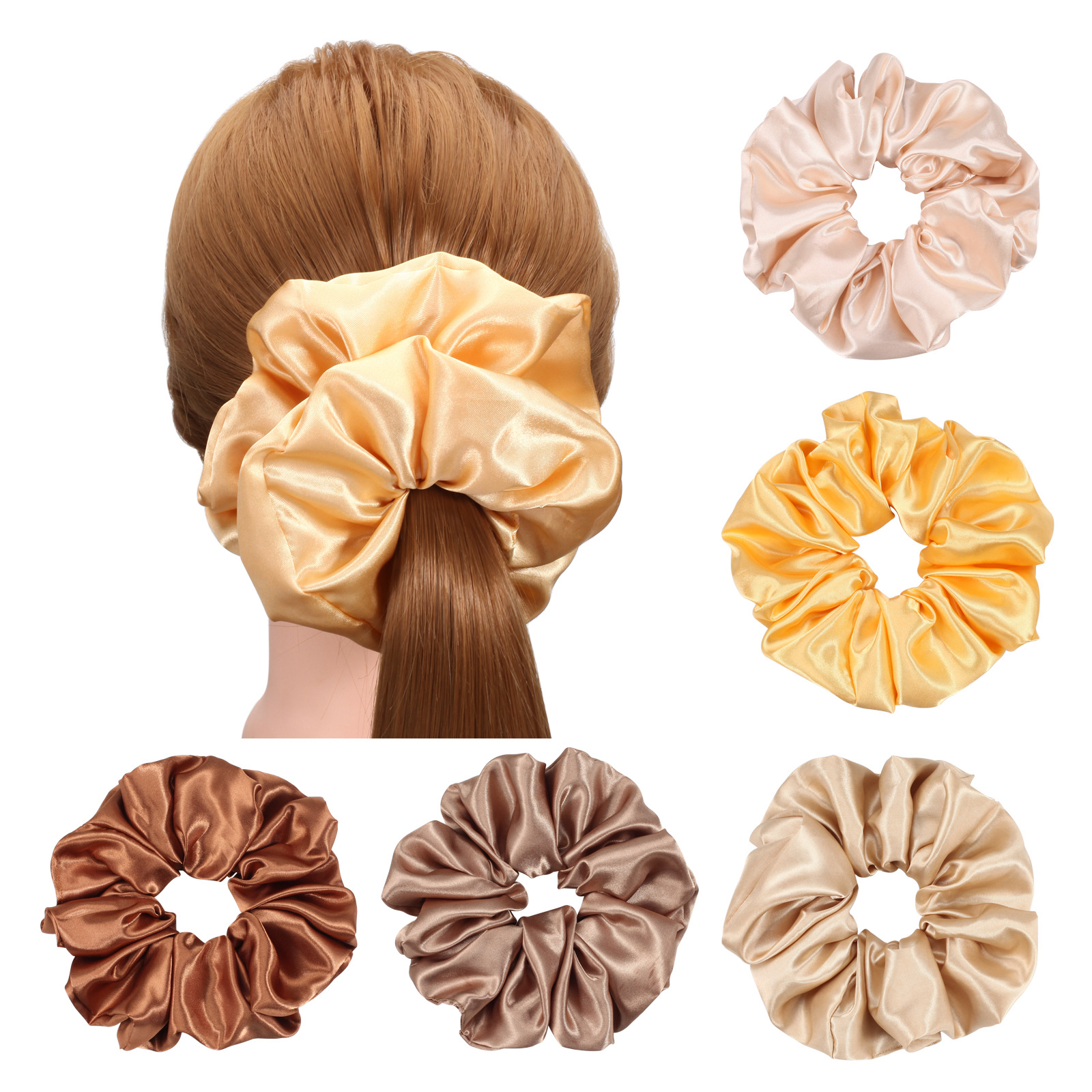 Factory Customization Women Daily Hair Scrunchies Promotion Activities Gifts Silk Solid Colors Queen Size Hair Scrunchies