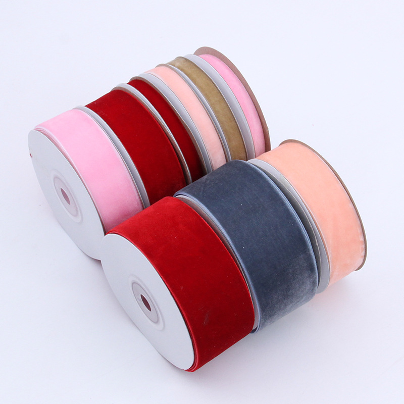 ZX Factory Ready to Ship Velvet Ribbon 10mm-50mm Roll for Autumn Winter Hair Accessories