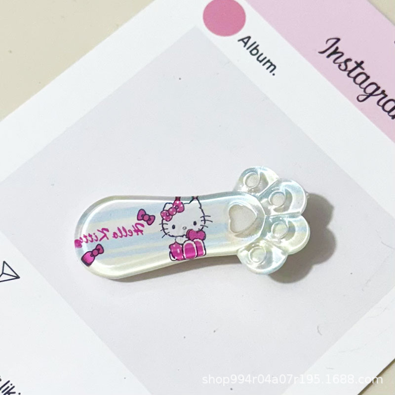 Transparent Plaid Cat Paw Cartoon Soft and Cute Three-Dimensional Cream Style Side Clip Hair Accessory Cross-Border