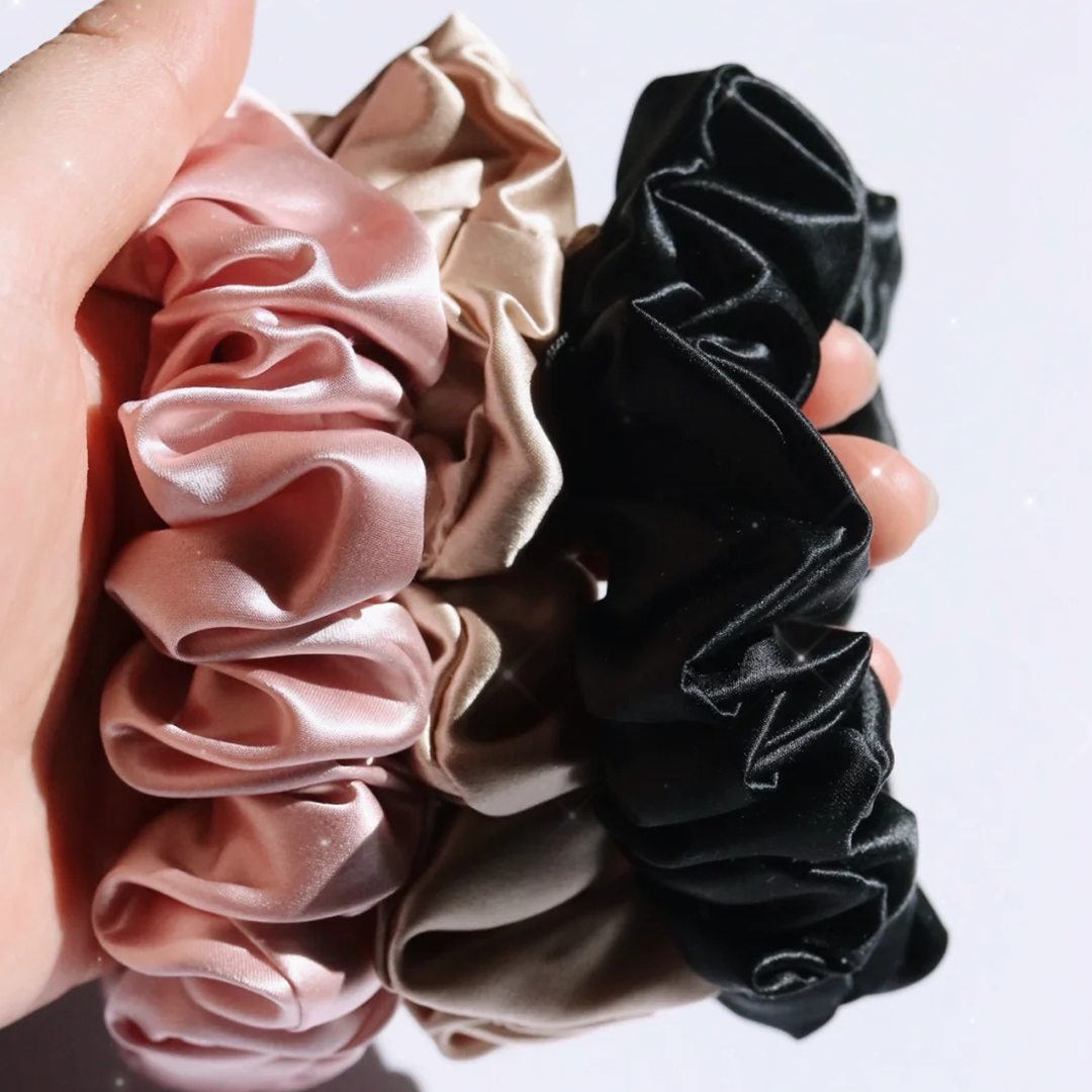 Custom Satin Silk Elastic Hair Bands Manufacturers Packaging Bulk Designer 100% Silk Hair Scrunchie 2 Cm