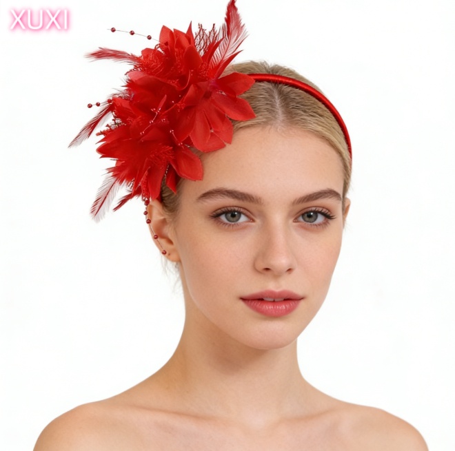 Bulk Wholesale Feather and Flower Fascinator Headband Women Hair Accessories Manufacturer Direct Supply
