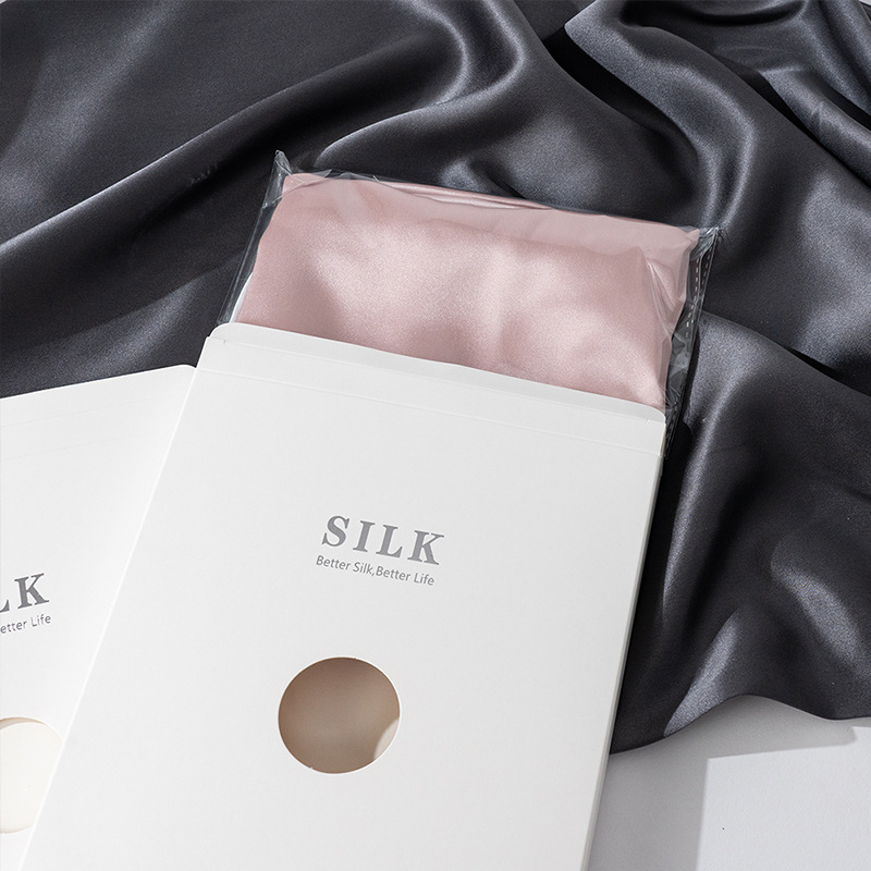 Custom Logo Pink Satin Imitated Silk Pillow Case Set Scrunchie Box Hair Tie Luxury Sleep Eye Mask Pillowcase Gift Box Set