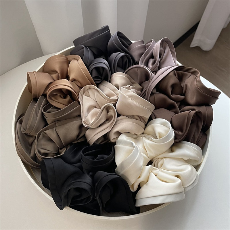 Luxury Large Custom Pastel Satin Human Hair Private Label Designer Scrunchie