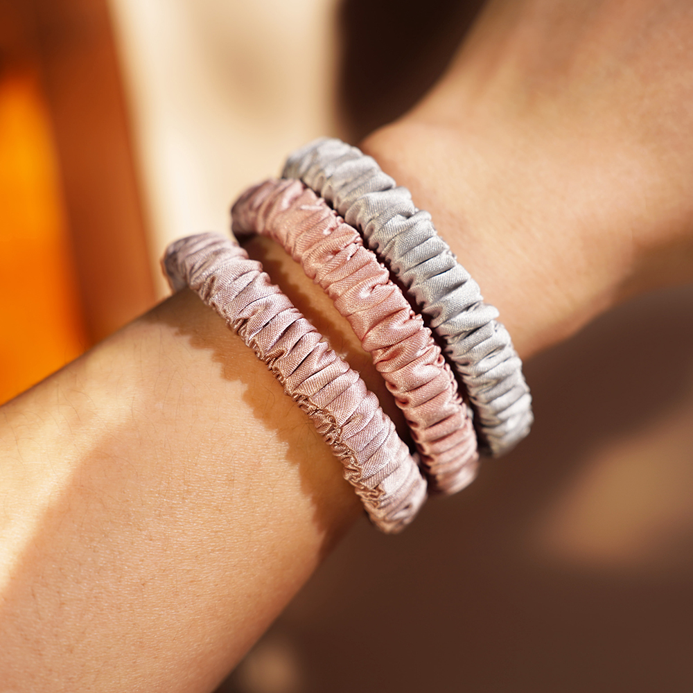 High Quality 1cm 19Momme 100% Silk Scrunchies Fashion Elegant Hair Accessories Rubber Band for Women