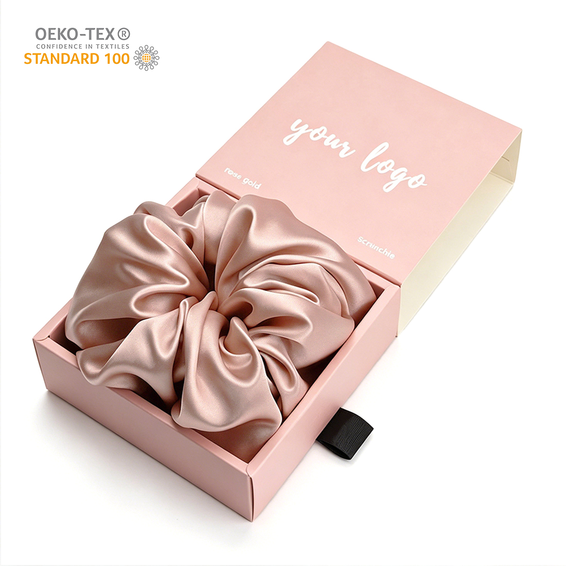 Custom 100% Mulberry Silk Scrunchie Set 6cm Elastic Silk Hair Bandsfor Women Luxury Silk Hair Scrunchies