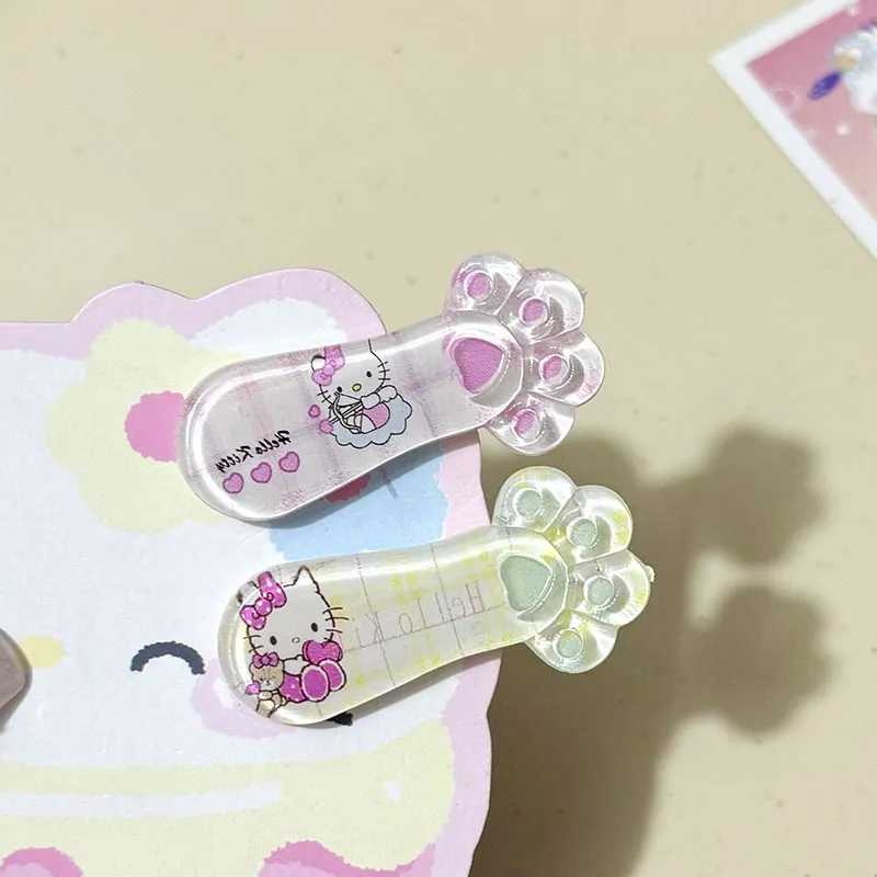Transparent Plaid Cat Paw Cartoon Soft and Cute Three-Dimensional Cream Style Side Clip Hair Accessory