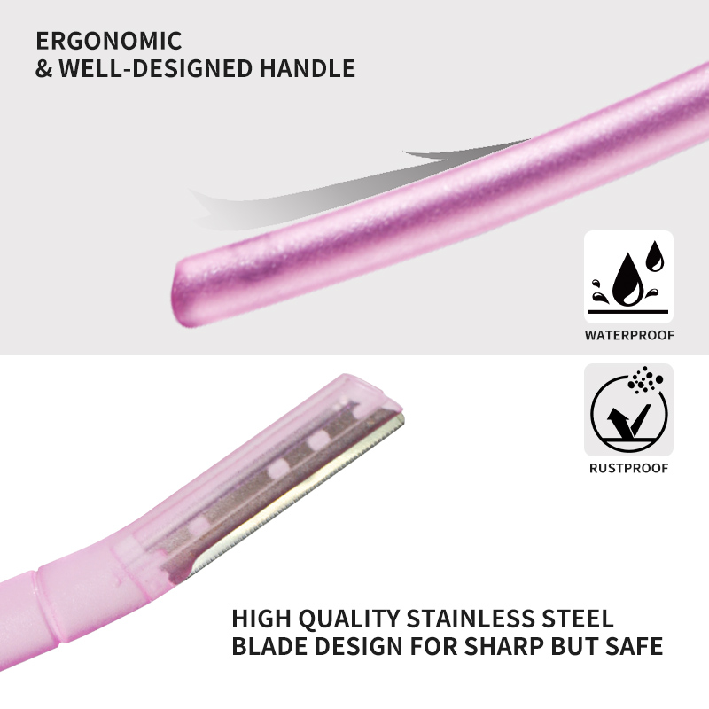 Trendy Handle Slanted Blade Stainless Steel Eyebrow Razor Portable Facial Hair Trimmer For Women XR Beauty Tools