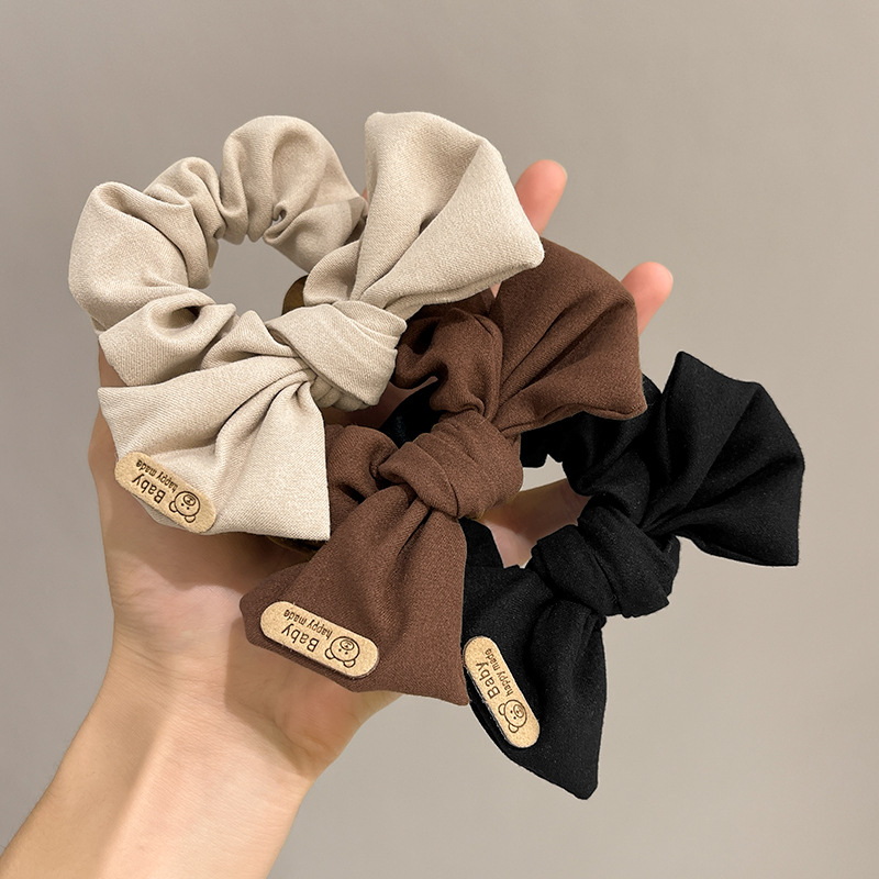 Fashion Japan Korean Style Large Scrunchies Hair Elastics Bands Bow Tie Chiffon Ponytail Holder Bear Hair Scrunchies Hair Ties