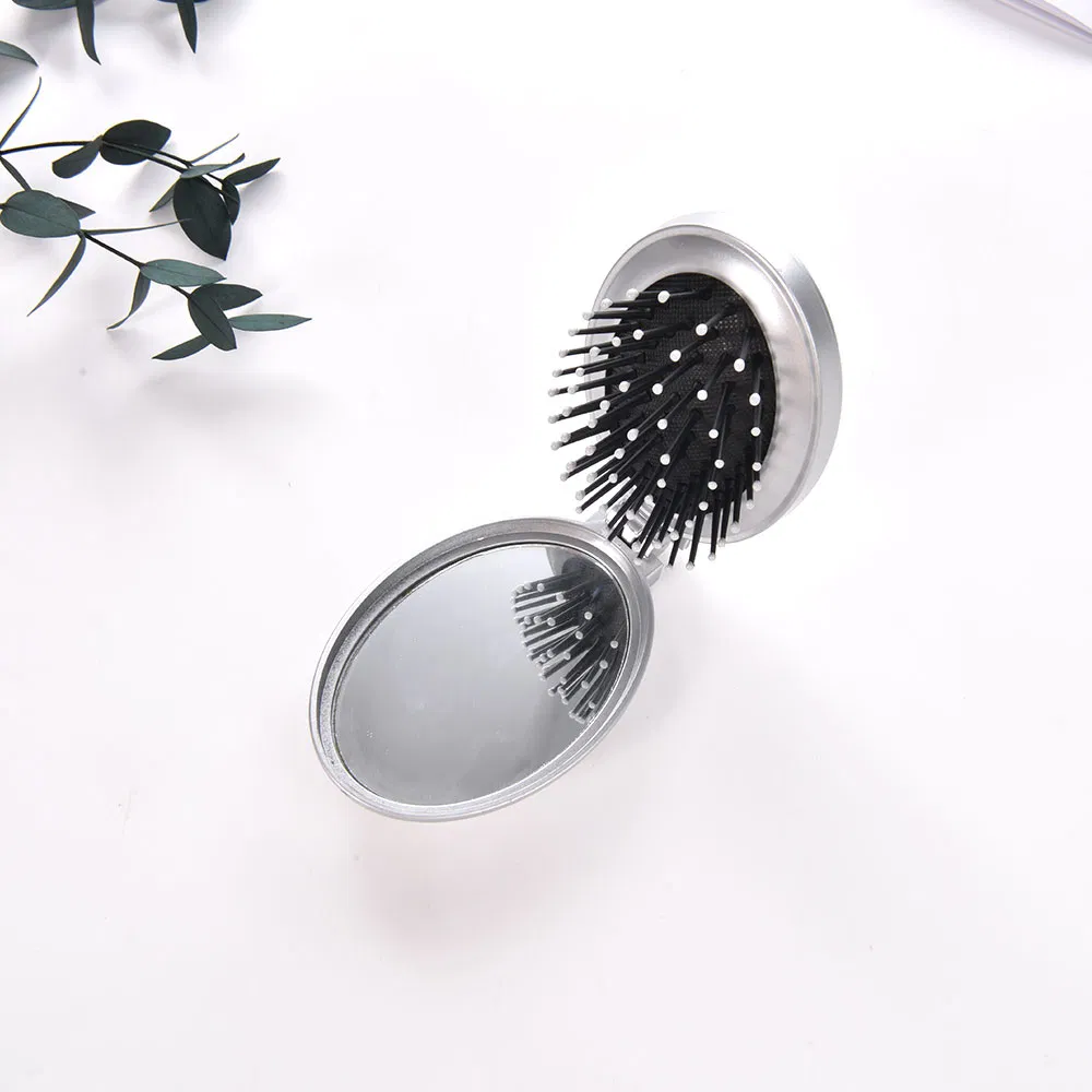 Oval Shape Folding Comb with Mirror Pocket Hair Brush for Kids Women and Men