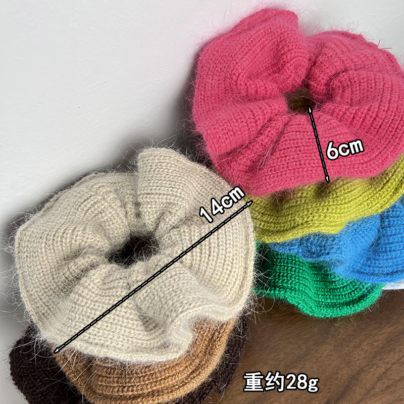 CLARMER Custom Handmade Oversized Scrunchie Sweet Candy Color Wool Knitting Fabric Accessory for Autumn and Winter