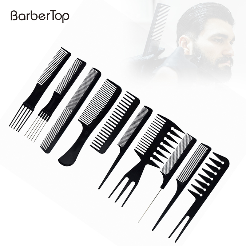 10pcs Set Plastic Hair Combs Salon Hairbrush Kit Anti-static Hair Comb Tool Set Custom LOGO OPP Bag Or OEM Plastic Comb In Kg