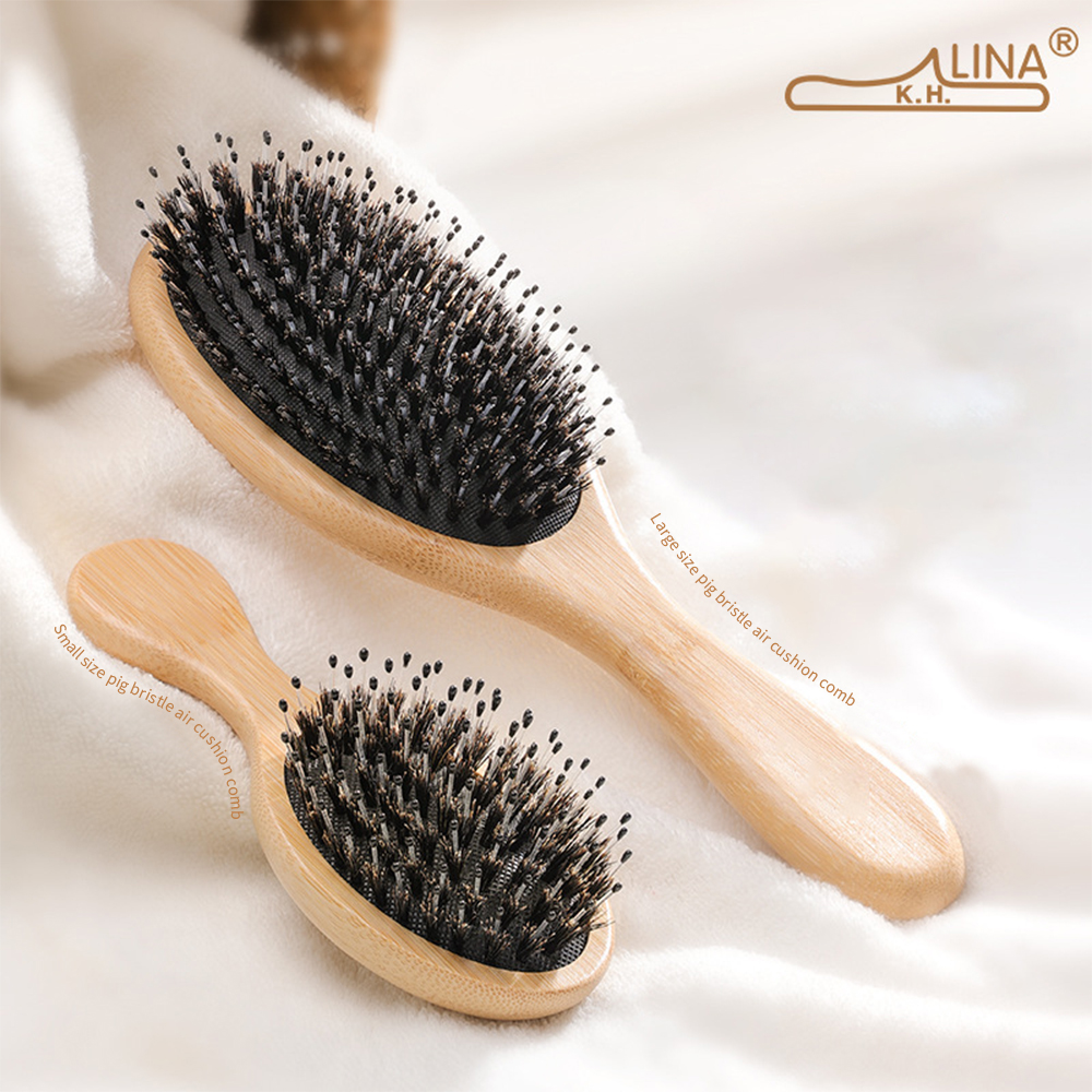 Wholesale Eco-friendly Wooden Scalp Massage Hair Comb Nylon Boar Bristles Hair Brush Airbag Paddle Hair Brush