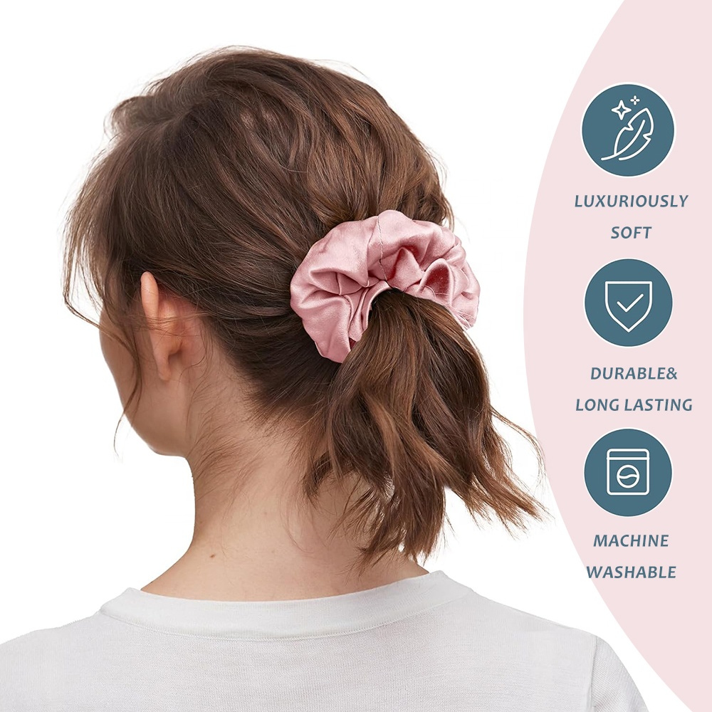 Custom Eco Friendly Silk Scrunchies, Custom Size 22Momme Silk Hair Tie Silk Hair Band Factory Manufacturer