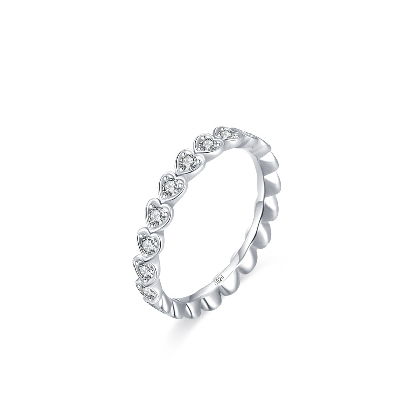Custom Fashion 925 Sterling Silver Heart Shaped Ring Trendy Simple Accessories Women Fine Jewelry Rings