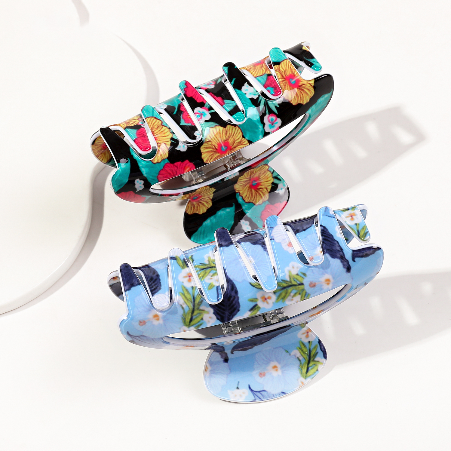 New Summer 8cm Flower Hair Claw Beach Custom Design Hair Claw Clip Printing Hair Claw Manufacturer