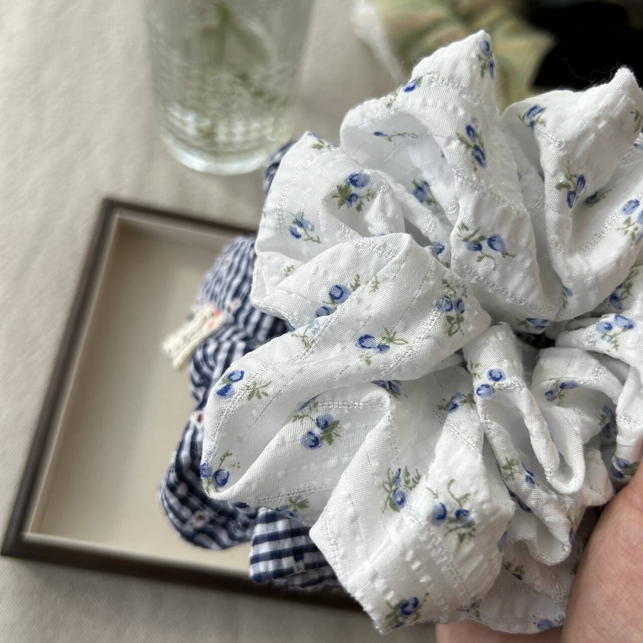 Lace flower scrunchie