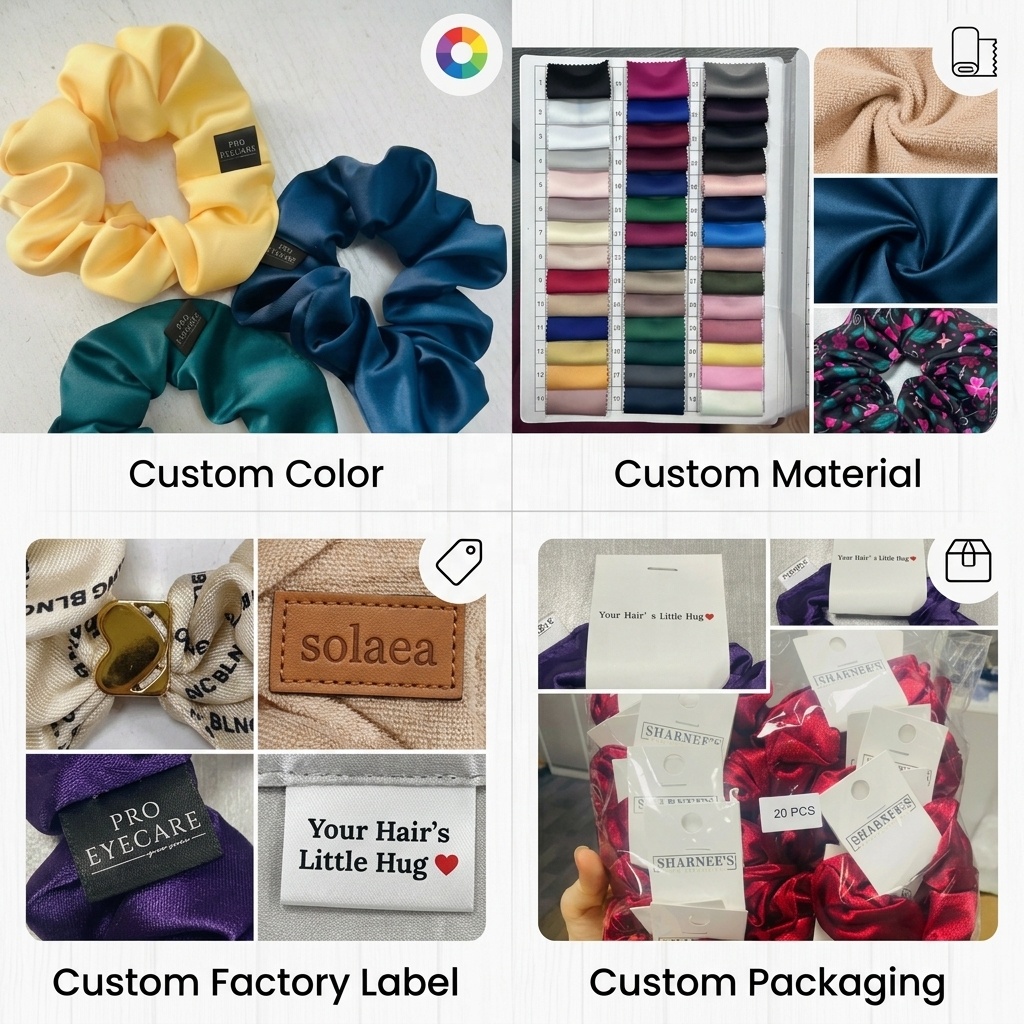 Wholesale Korean High Fabric Hair Ties Accessories Large Silk Satin Scrunchie New Spring Hair Tie Solid Color Scrunchie