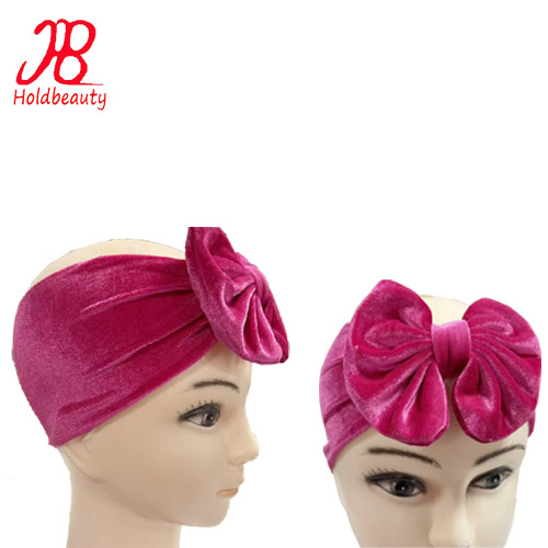 Velvet Elastic Wide Crossed Bow Headband Hairband Bow Headpiece Custom logo and Custom Size Custom Fabric