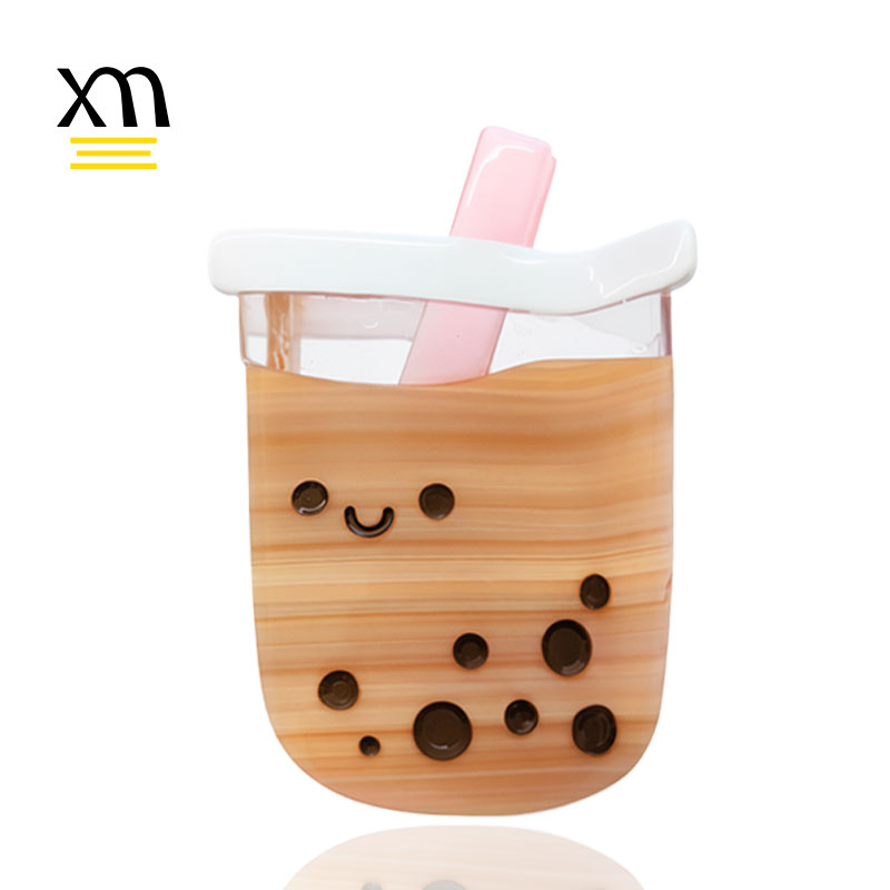 Custom Design Kawaii Boba Milk Tea Hair Claw Clip Cute Acetate Bubble Tea Clutchers Hair Clip for Girl Fashion Trending Hairclip