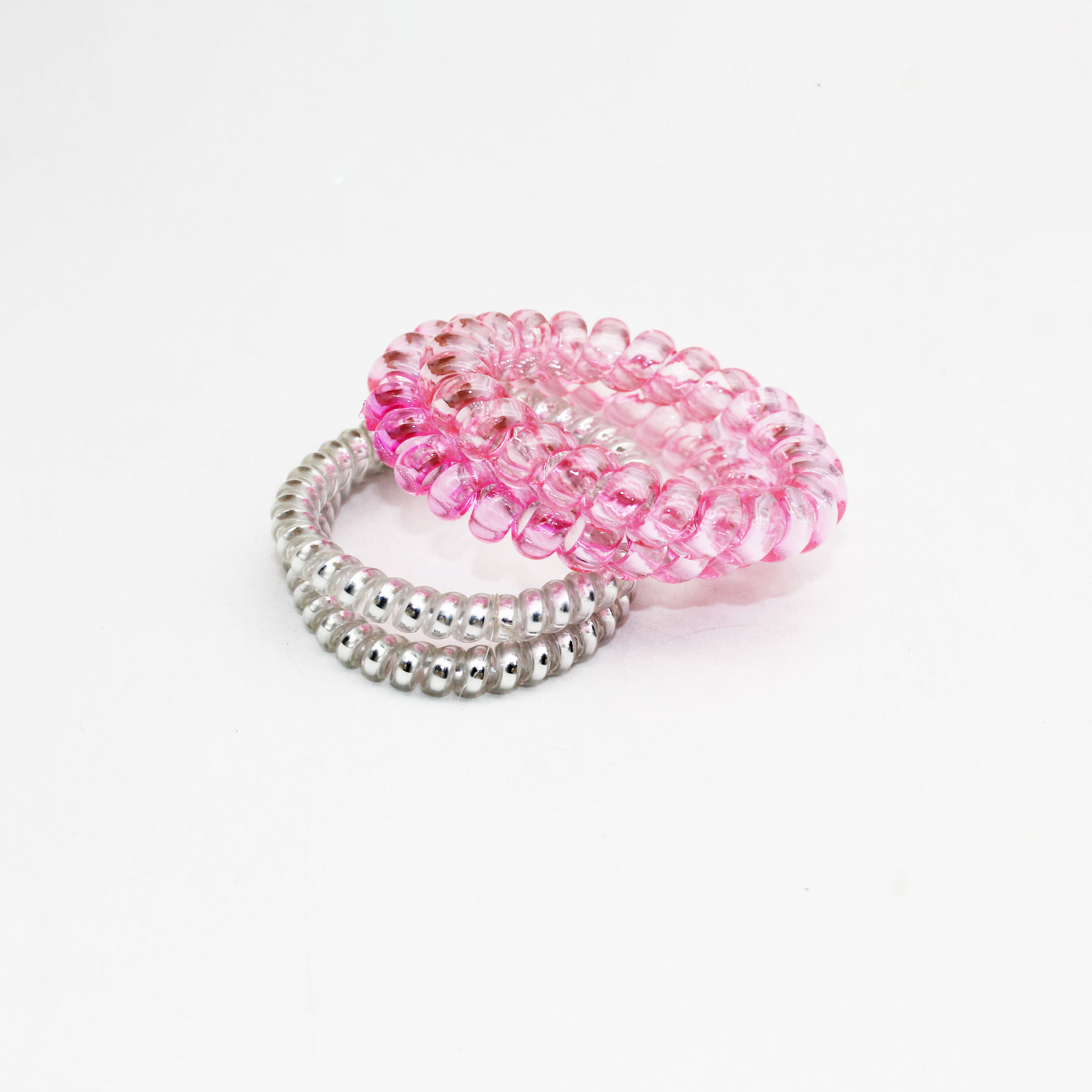 Jachon No Crease Spiral Hair Tie No Damage Spiral Plastic Hair Elastics Ponytail Holder Telephone Cord Plastic Hair Ties