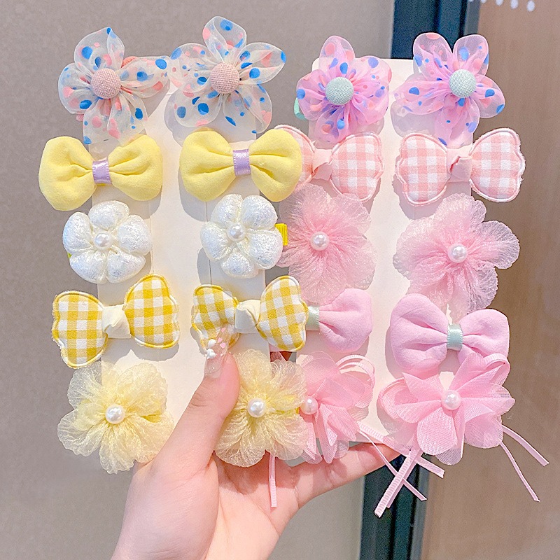 10pcs Korean Sweet Fabric Kids Bowknot Hair Clips Simple Hair Pin Decoration Princess Barrette Handmade Hair Clip Children Girl