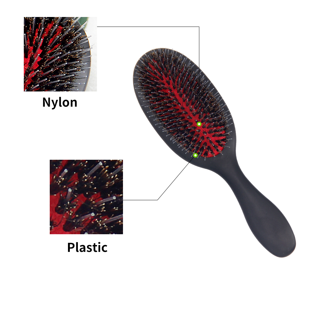 Customized Logo Natural Boar Bristle Hair Extension Brush Dry And Wet Detangling Brush For Curly Hair