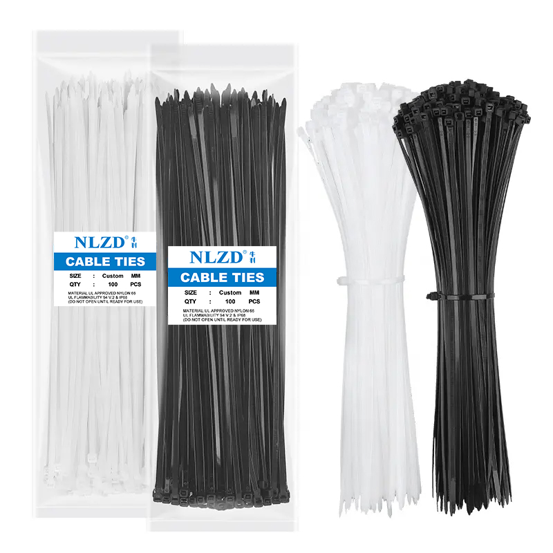 Wholesale Factory 100 Pcs Pack Strong Self-Locking Nylon 66 Cable Ties White Plastic Zip Ties Eco-Friendly Free Sample