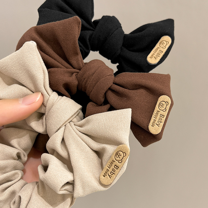Fashion Japan Korean Style Large Scrunchies Hair Elastics Bands Bow Tie Chiffon Ponytail Holder Bear Hair Scrunchies Hair Ties