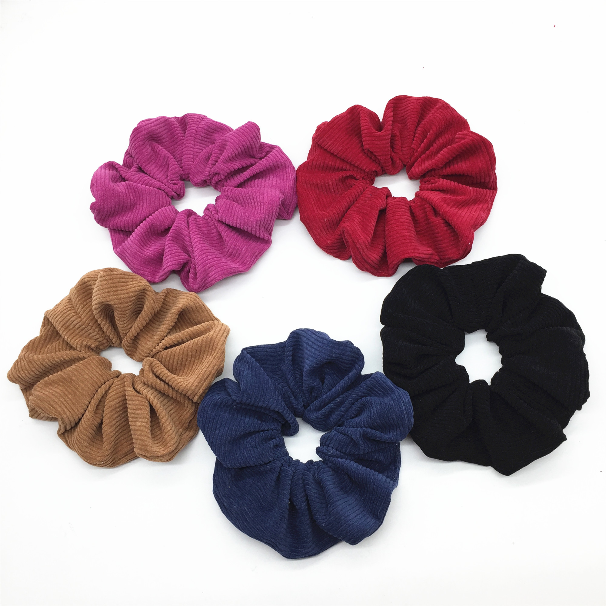 Factory Wholesale Girls Women Custom Private Label logo Towel Terry Cloth Corduroy Hair Accessories Tie Elastic Nude Scrunchies