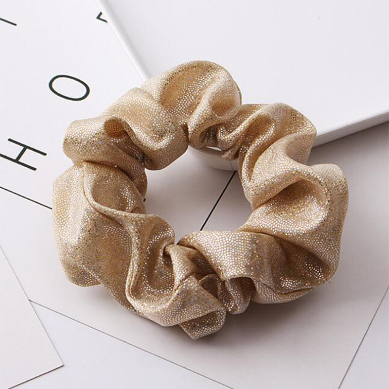 Wholesale New Fashion INS Women Girls Metallic Glitter Scrunchies Fabric Polyester Hair Decoration Manufacturer Direct Sell