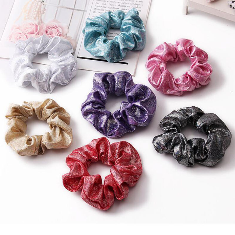 Women Girls Metallic Scrunchies