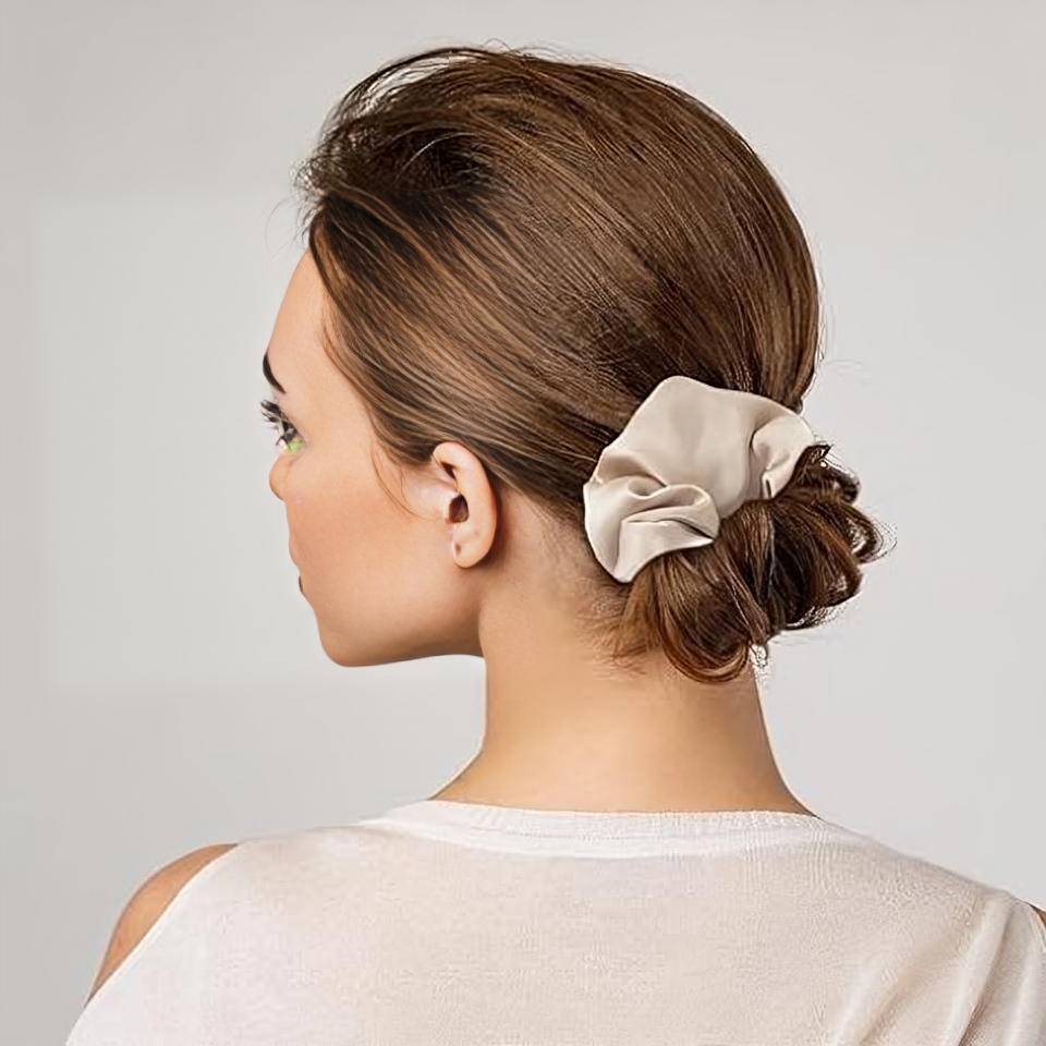 Manufacturer Satin Scrunchie Custom Label Logo Hair Scrunchie Silky Satin Elastic Hair Bands Hair Accessories Ponytail Holder