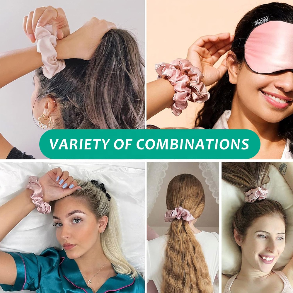 Custom Eco Friendly Silk Scrunchies, Custom Size 22Momme Silk Hair Tie Silk Hair Band Factory Manufacturer