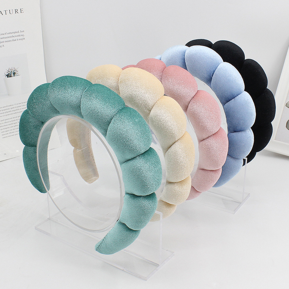 Jiamu New Fashion Women Headbands Factory Handmade Customizable Velvet and Terry Cloth Twist Sponge Spa Headband for Women