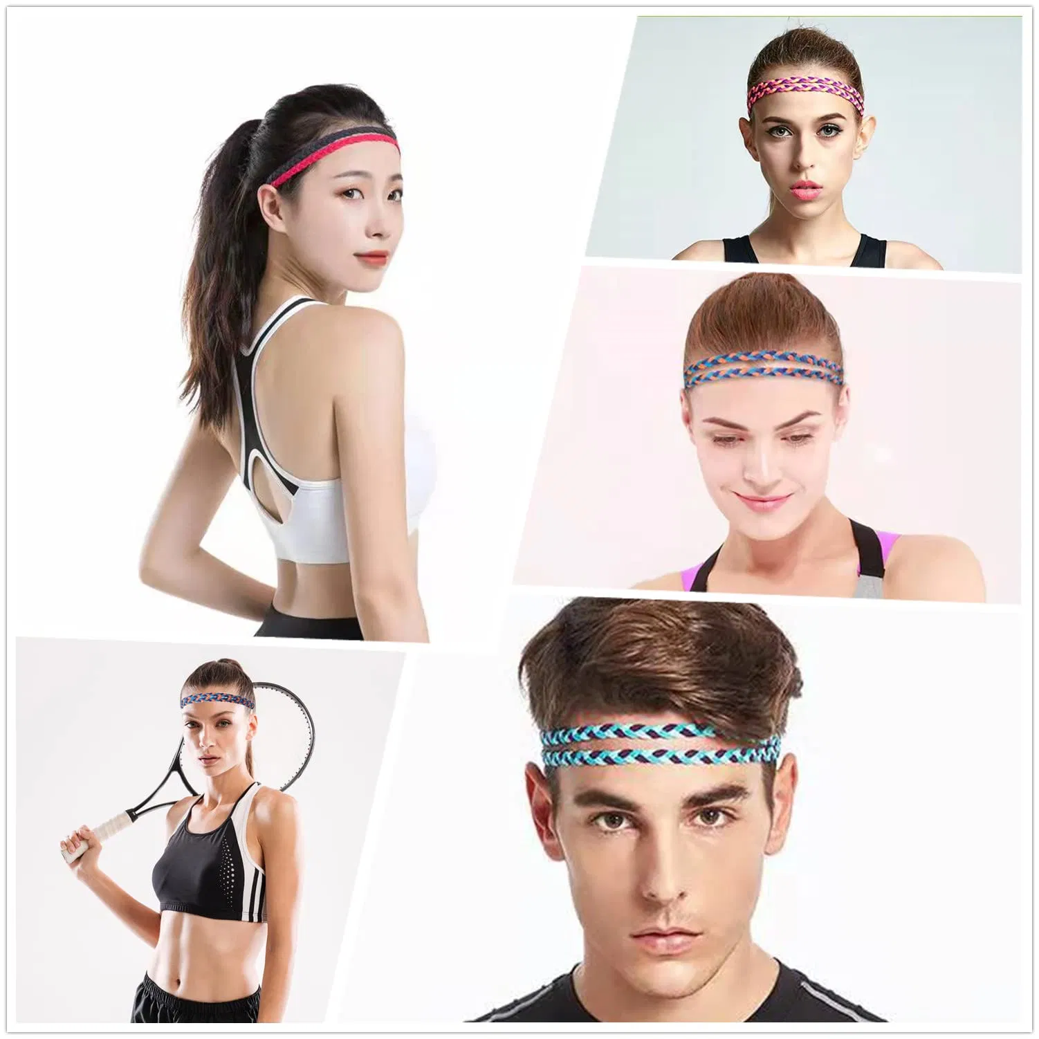 Sports Headbands, Sweatband and Hair Bands for Women and Men, Non-Slip Elastic for Running, Walking, Cycling, Yoga and Mor