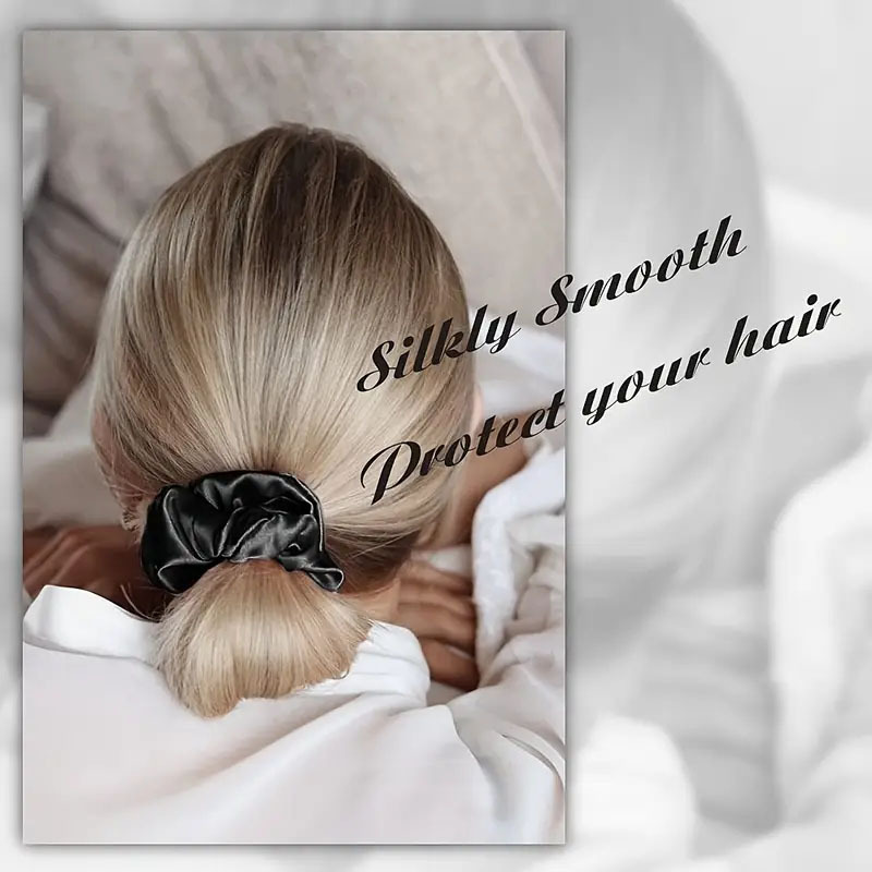 Silky Satin Scrunchies for Women, Soft Elastic Hair Ties No Damage, Solid Color Hair Scrunchies Ponytail Holders
