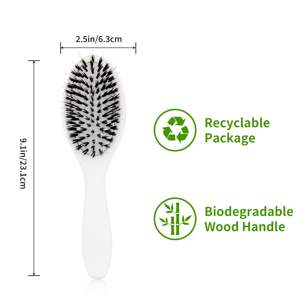 Custom Logo Bamboo Wood Wig Hair Curly Hair Brush For Women Paddle Air Cushion Boar Bristle Hair Extension Boar Brush With Logo