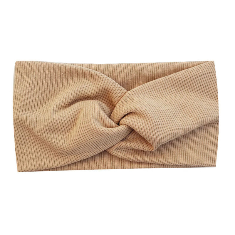 Western European Cotton Cross Turban Headwear Solid Color Yoga Sports Wide Twist Hair Band Accessories