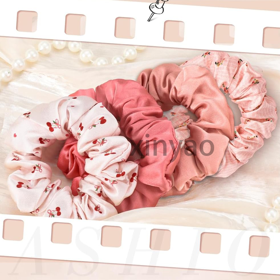 Custom Printing Mulberry Silk Hair Scrunchies for Women Softer Silk Hair Ties No Damage Ponytail Holders Multi-Purpose Hair Care