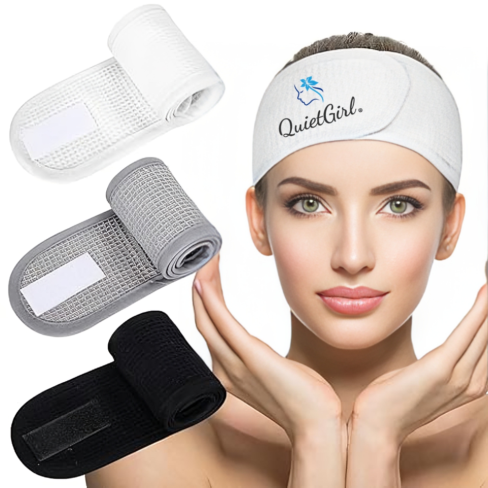 Manufacturer Custom Design 100% Cotton Waffle Custom Embroidery Logo Spa Makeup Hairband Pure Cotton Facial Washable Headband