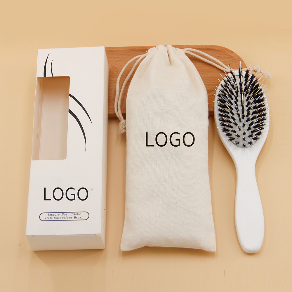 Custom Logo Bamboo Wood Wig Hair Curly Hair Brush For Women Paddle Air Cushion Boar Bristle Hair Extension Boar Brush With Logo