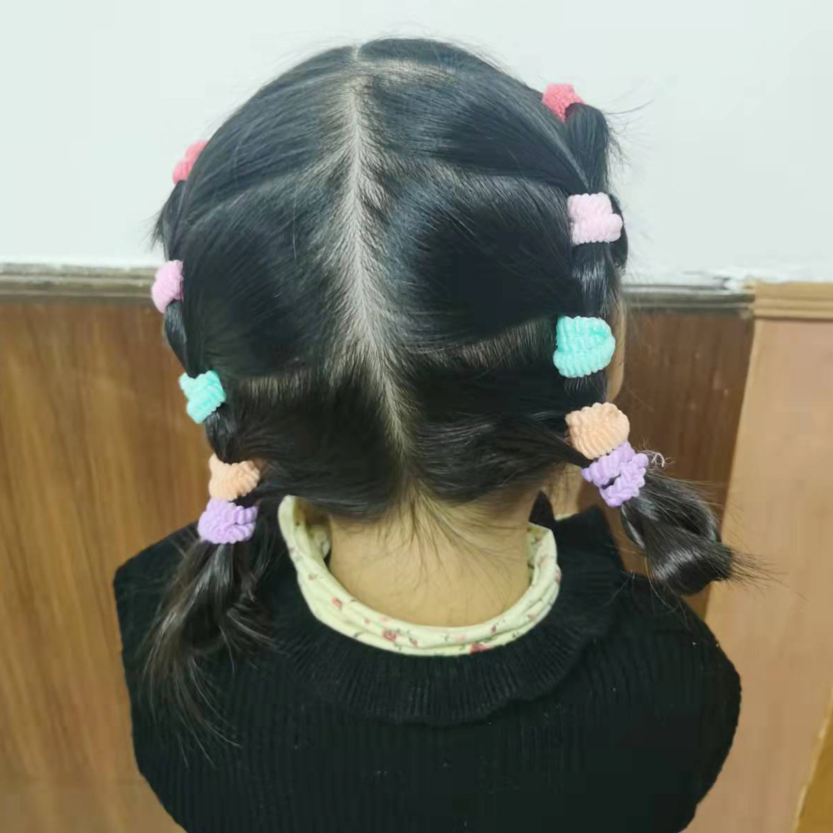 Wholesale Colorful Stretchy Cord Girls Children Hair Band Elastic Nylon Seamless Soft Towel Rubber Elastic Hair Tie