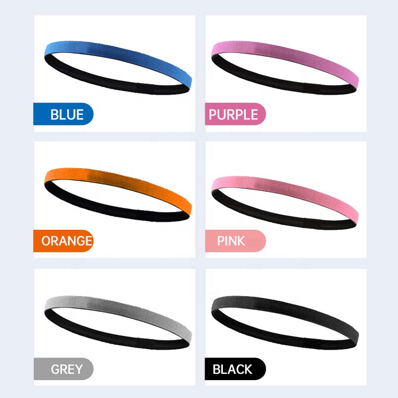 Multi Pack Men Sports Headbands Non-Slip Dry Thin Elastic Hairband Silicone Lined Sweatbands