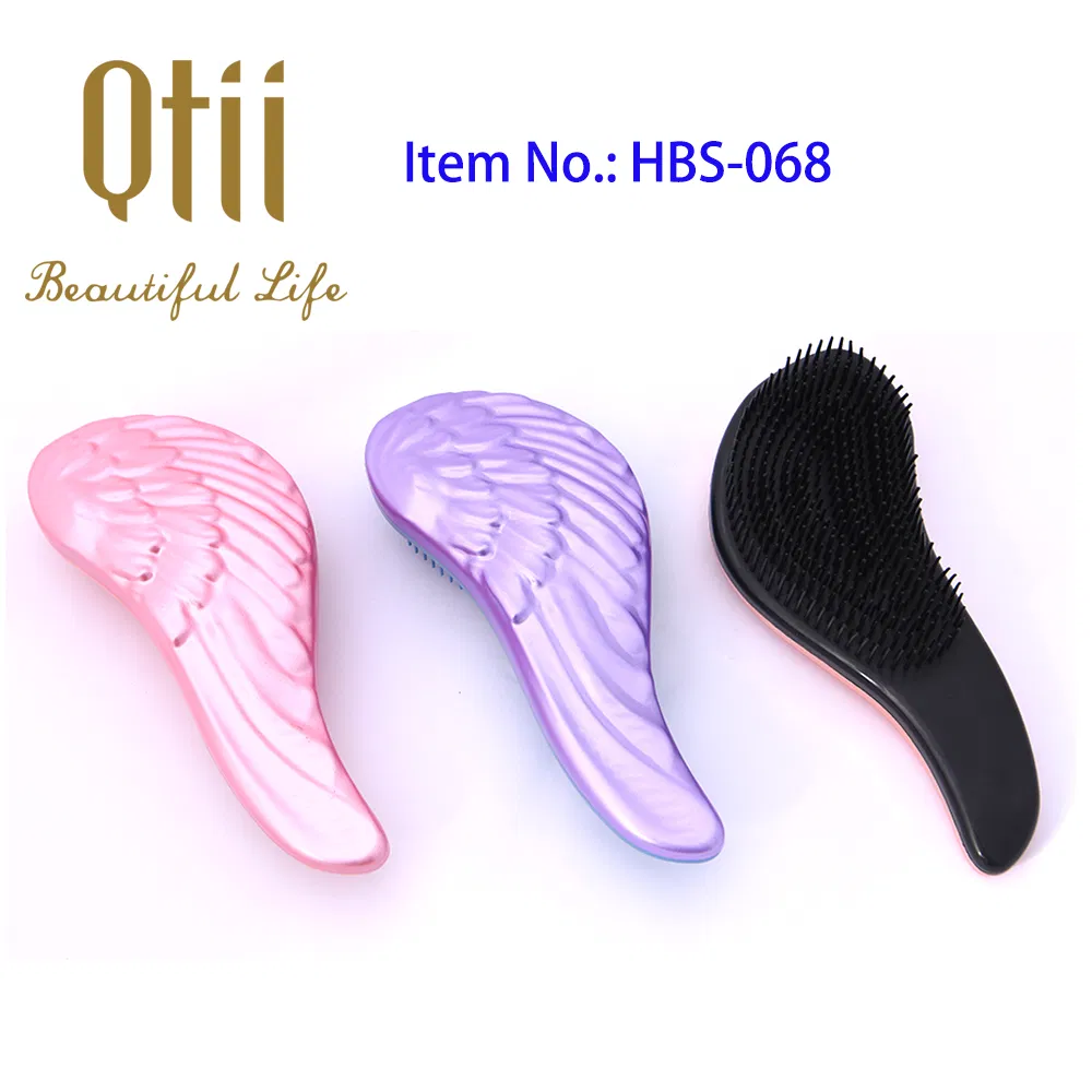Cheap Curved Natural Glide Detangling Hair Brush with Angels Wings for All Hair Type