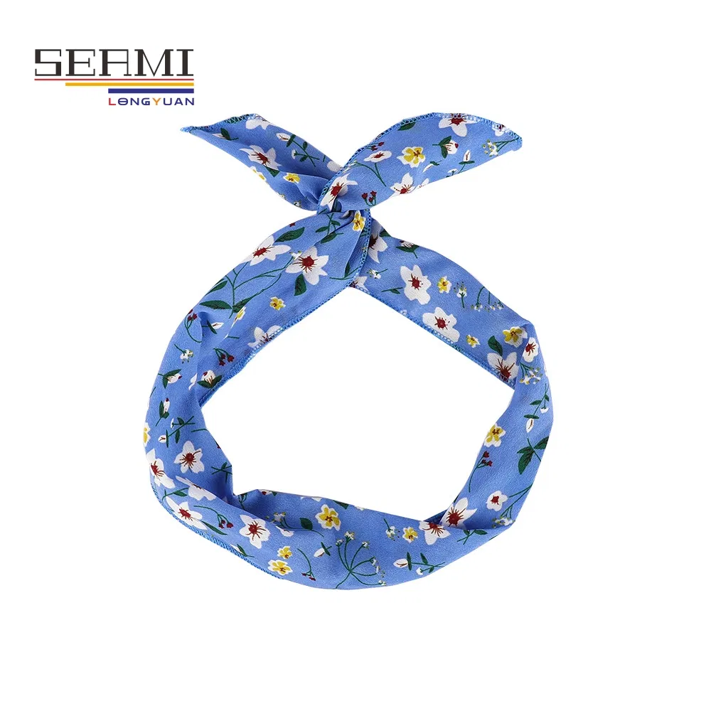 Floral Print Wire Headbands for Women, Bendable Cross Bow Bunny Ear Hair Wrap, Adjustable Styling Headband for Washing Face Daily Wear Hair Accessories