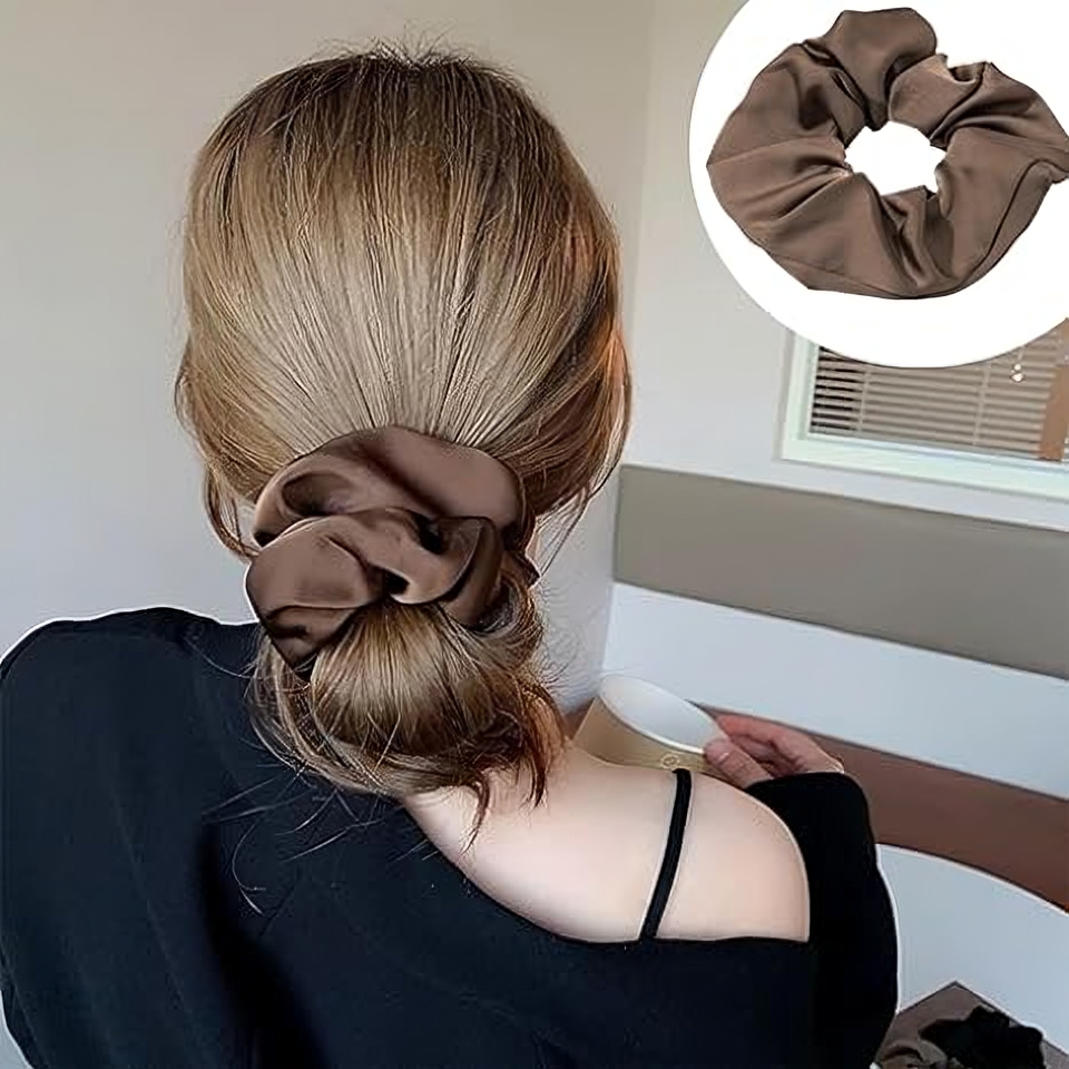 Manufacturer Satin Scrunchie Custom Label Logo Hair Scrunchie Silky Satin Elastic Hair Bands Hair Accessories Ponytail Holder