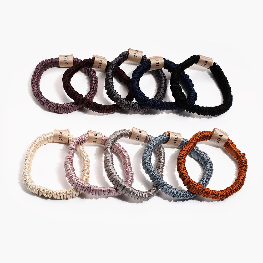 High Quality 1cm 19Momme 100% Silk Scrunchies Fashion Elegant Hair Accessories Rubber Band for Women