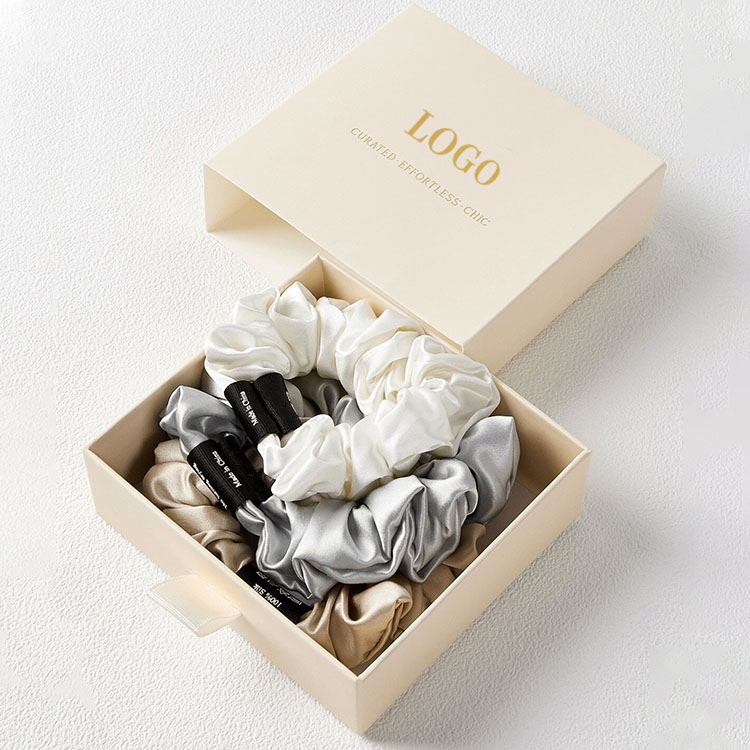Fashion Women Silk Hair Accessories Bands Luxury Silk Hair Ties Set with Box 100% Mulberry Silk Scrunchies